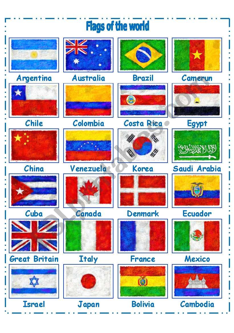 flags of the world worksheet