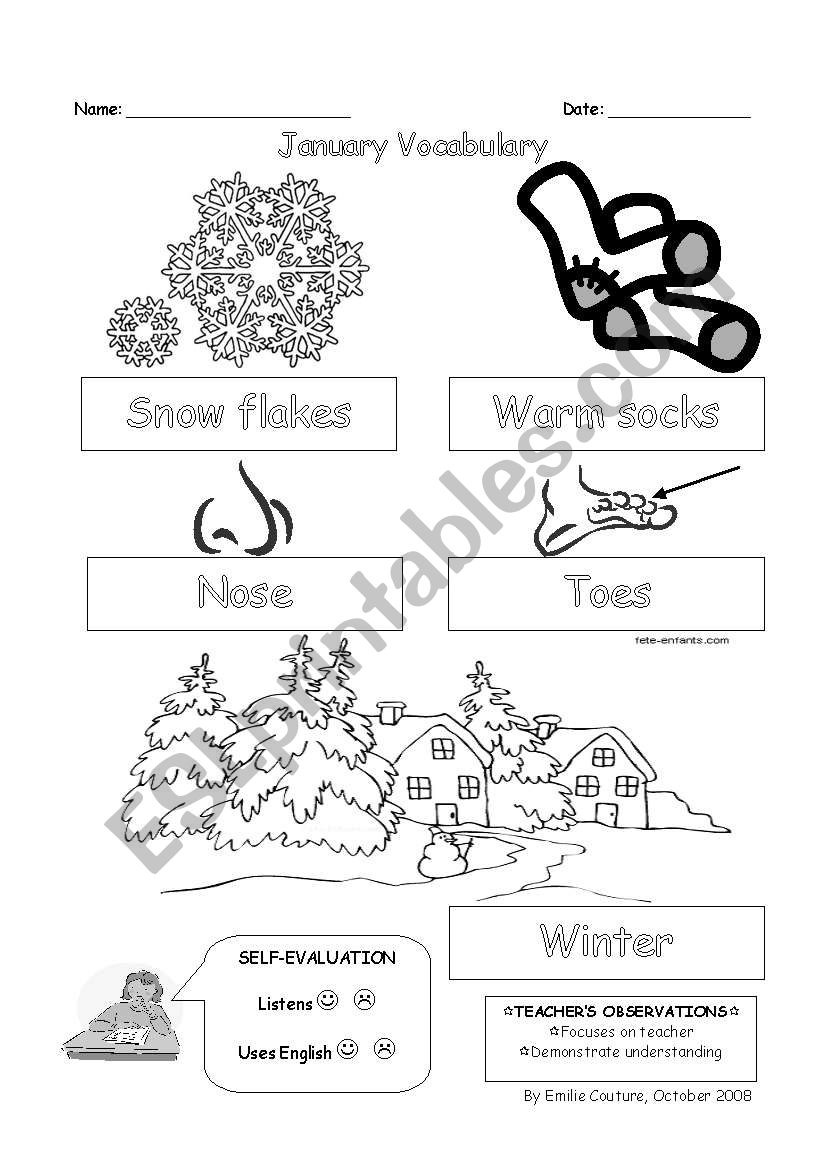 January Song worksheet - Circle Time Songs