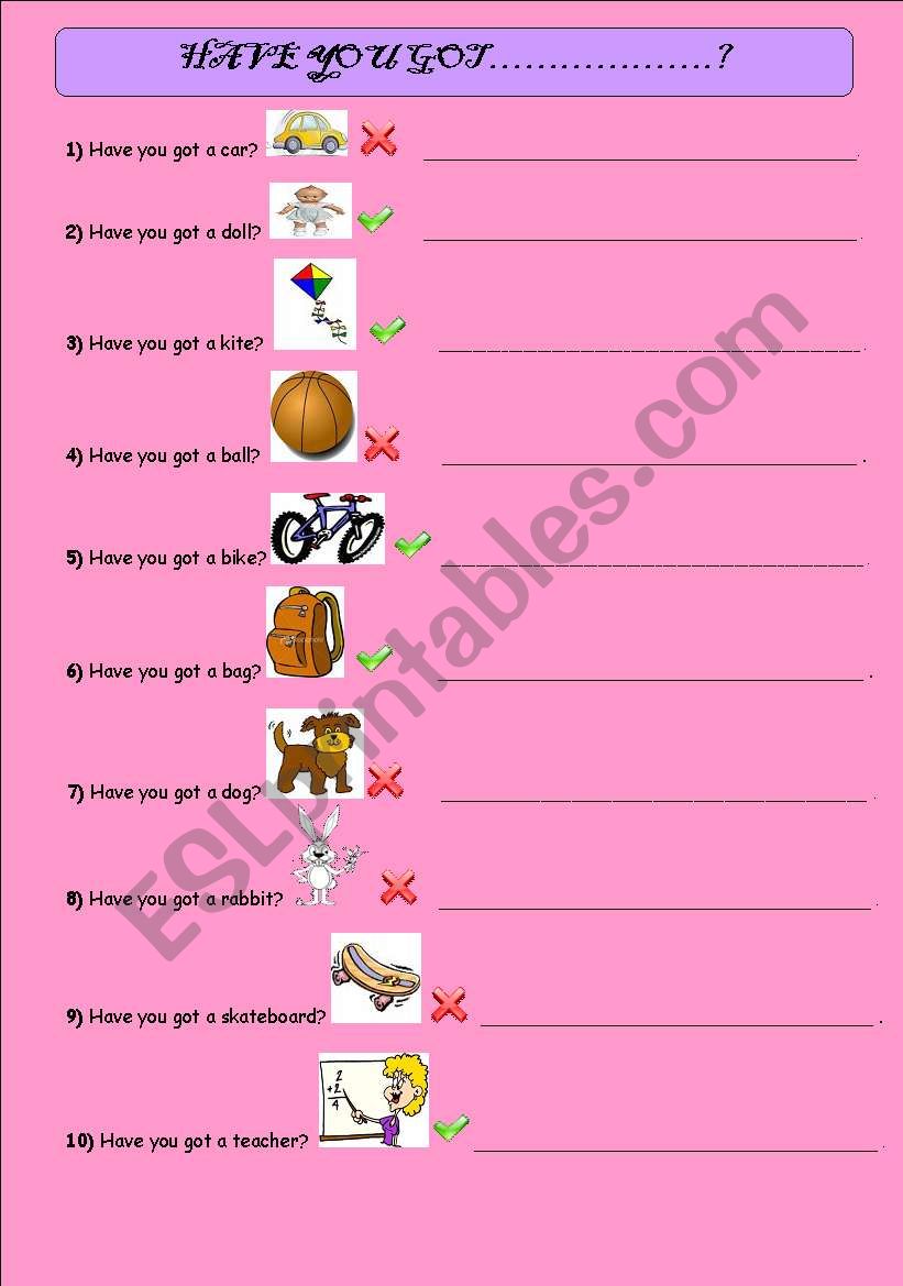 Have you got a ..........? worksheet