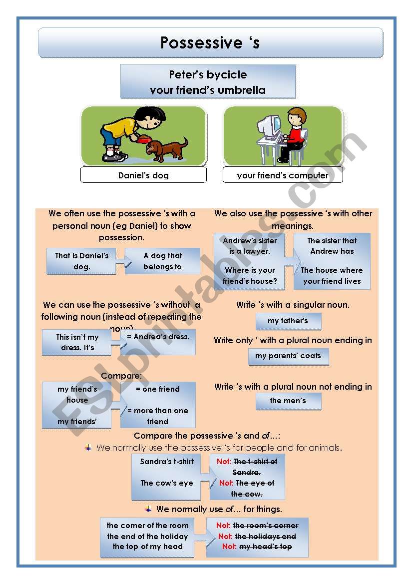 Possessive s worksheet