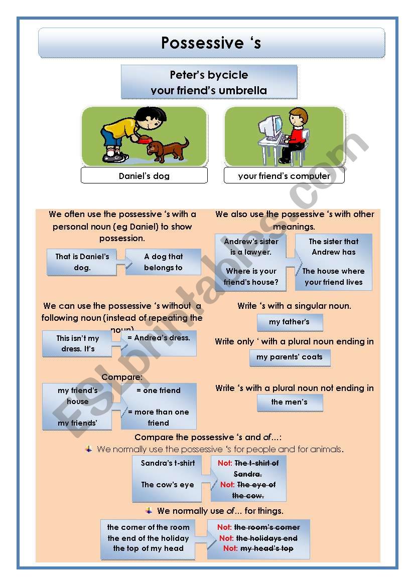 Possessive Â´s worksheet