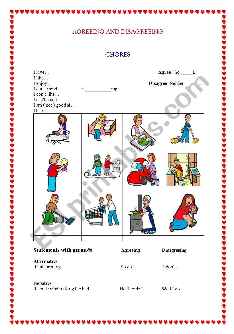 AGREEING AND DISAGREEING worksheet