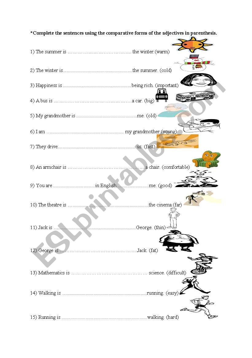 comparatives worksheet