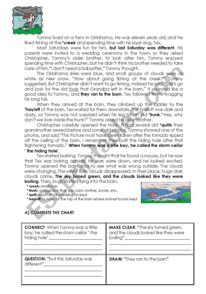 a story with activities worksheet