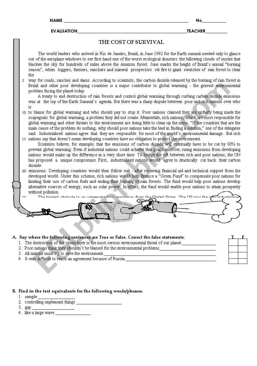 Test - Environment worksheet