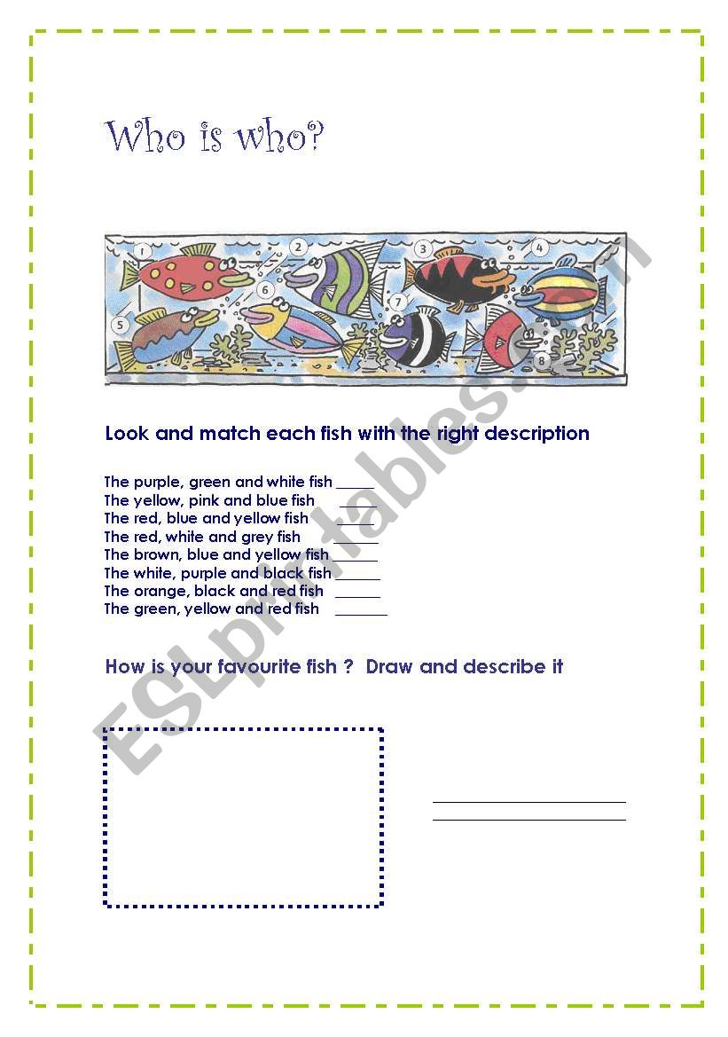 who is who?  look and match worksheet