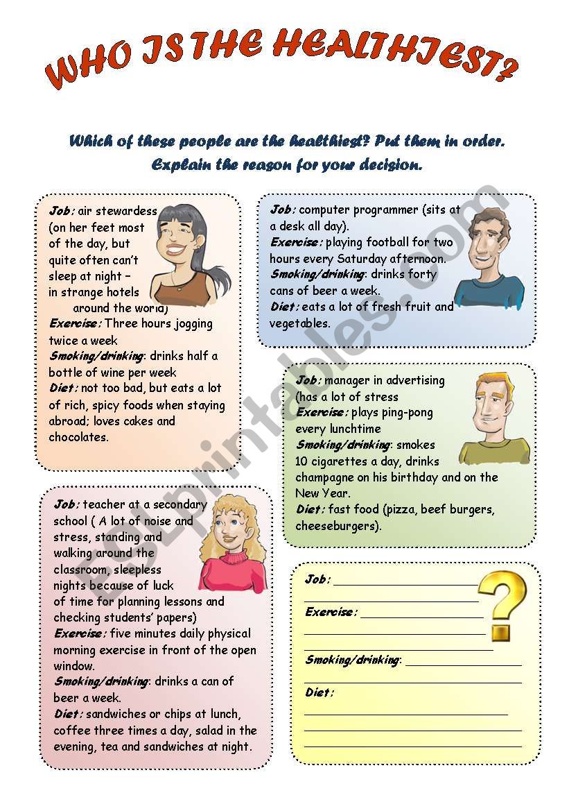 Who is the healthiest? worksheet