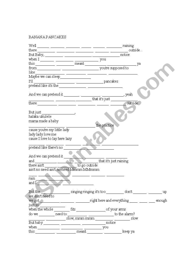 Banana Pancakes worksheet