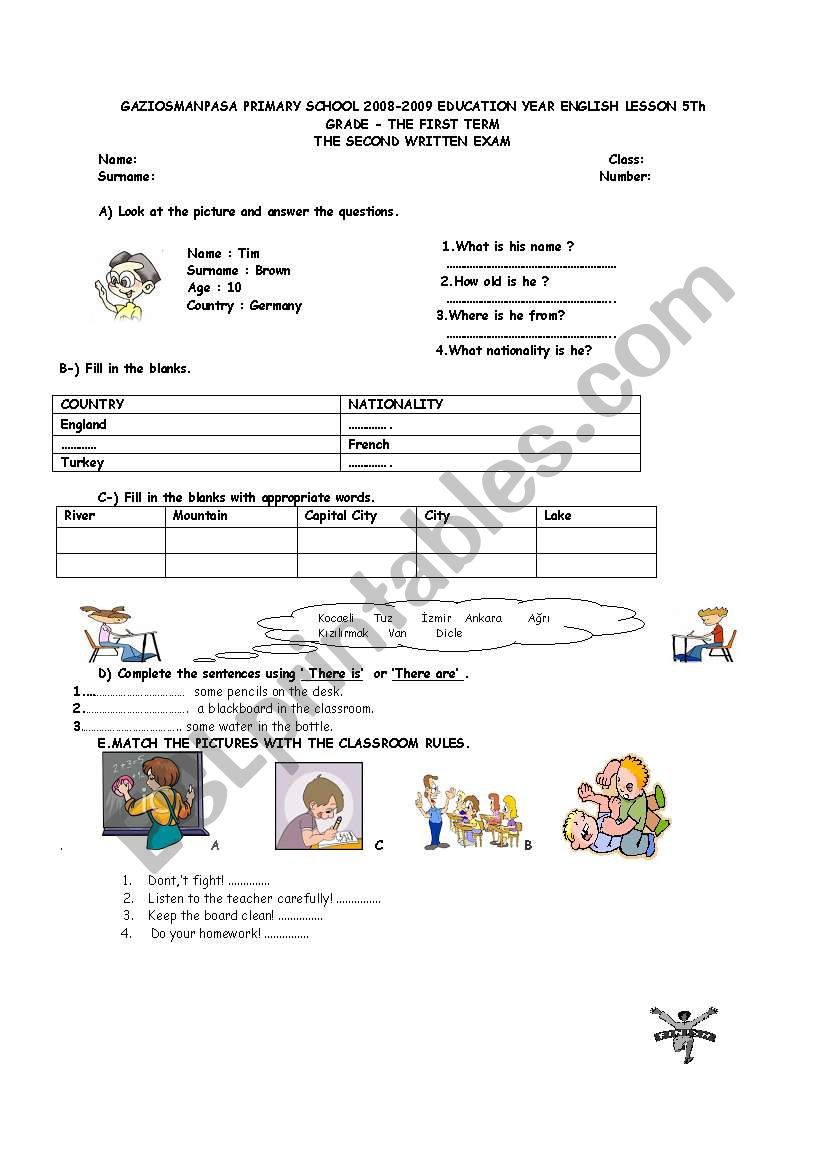 EXAMINATION worksheet