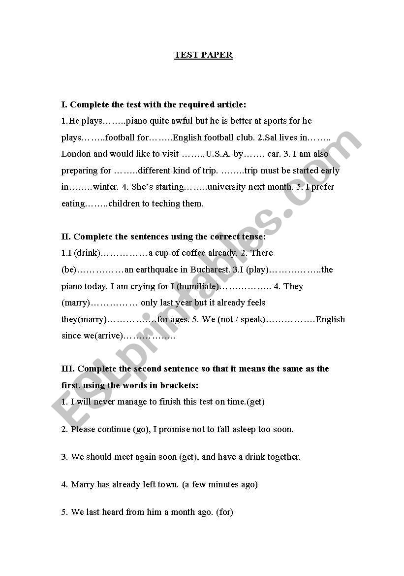 grammar exercises worksheet