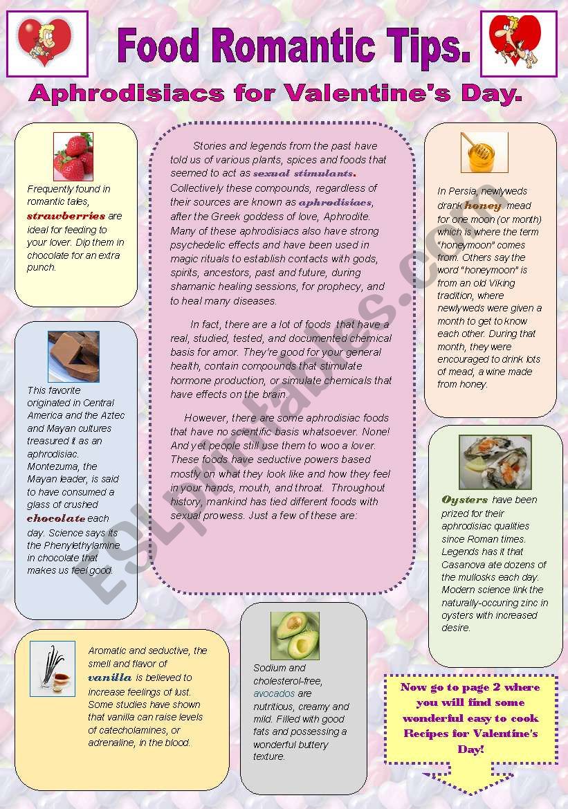 Food Romantic Tips. worksheet