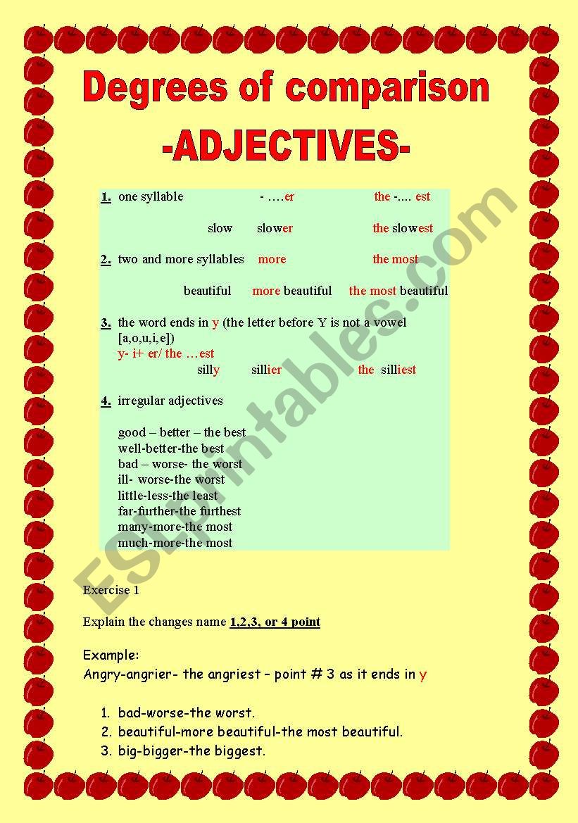 Degrees of comparison -adjectives-