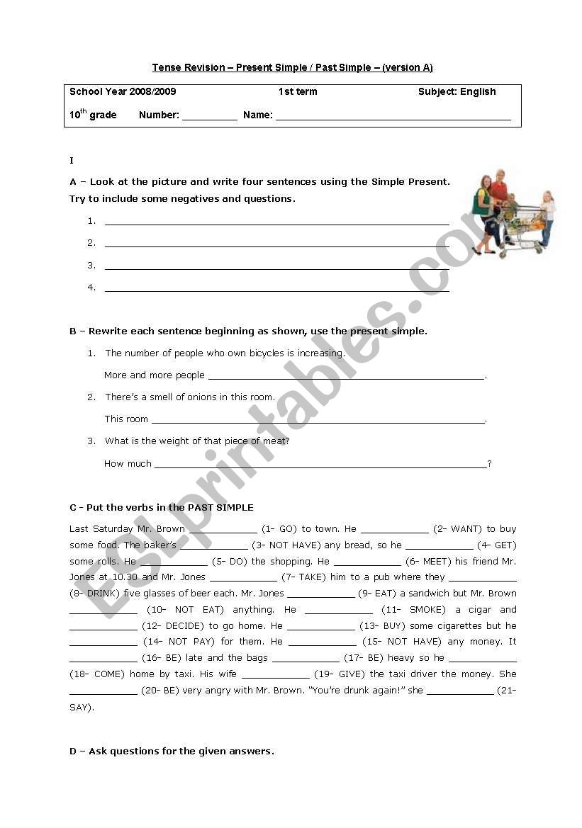 Tenses worksheet