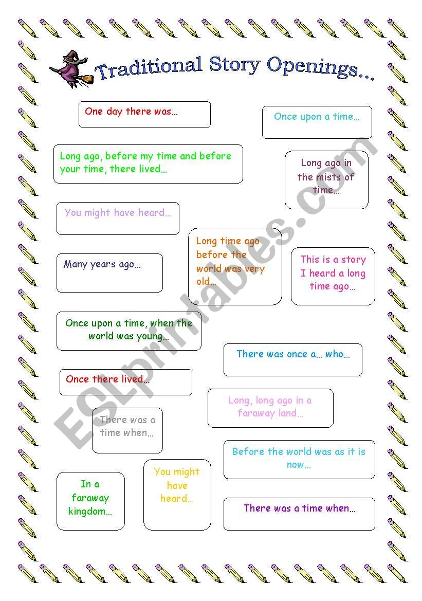 Traditional Story Beginnings worksheet