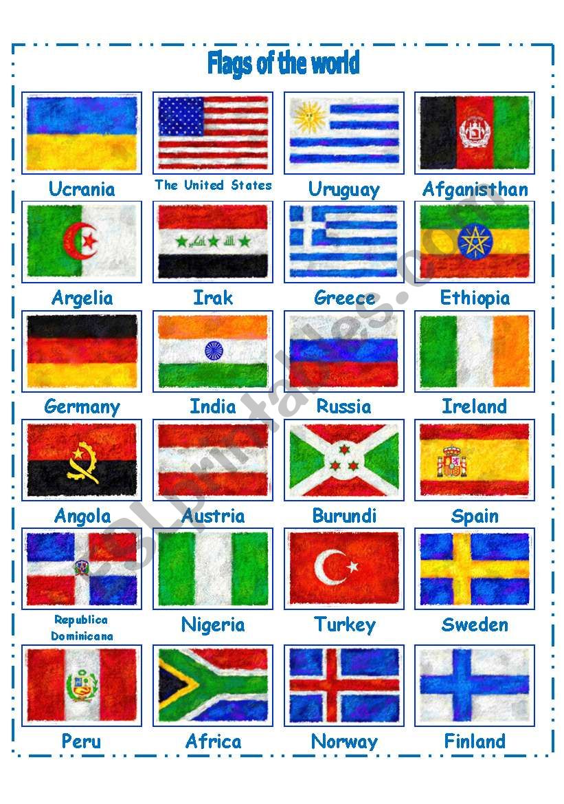 FLAGS OF THE WORLD PART 2 worksheet