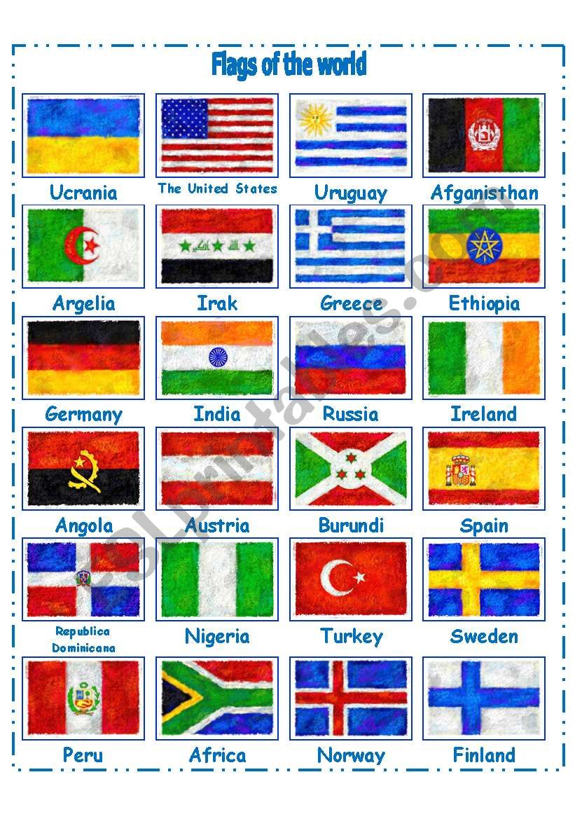 FLAGS OF THE WORLD PART 2 worksheet