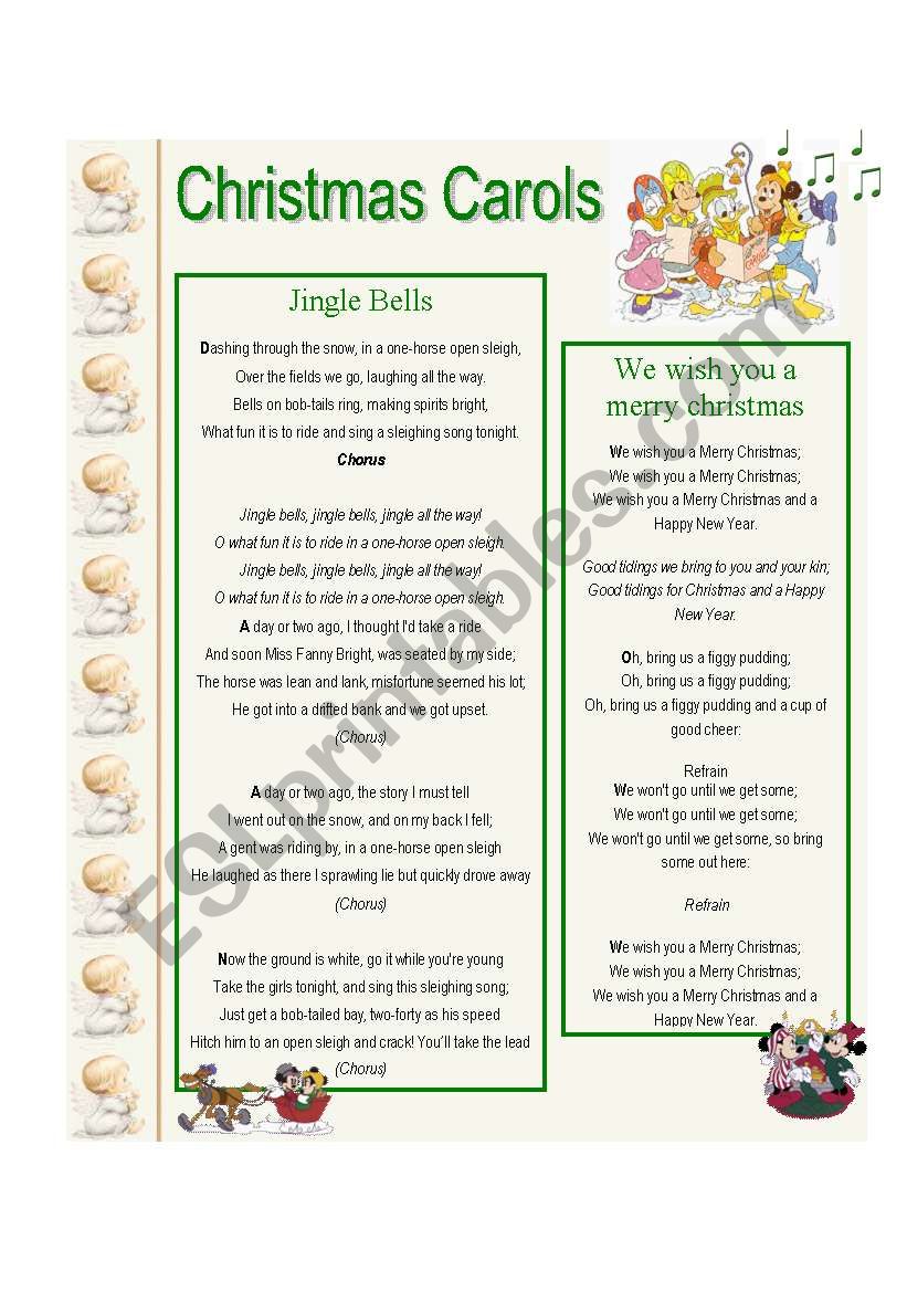 Christmas Carols worksheet