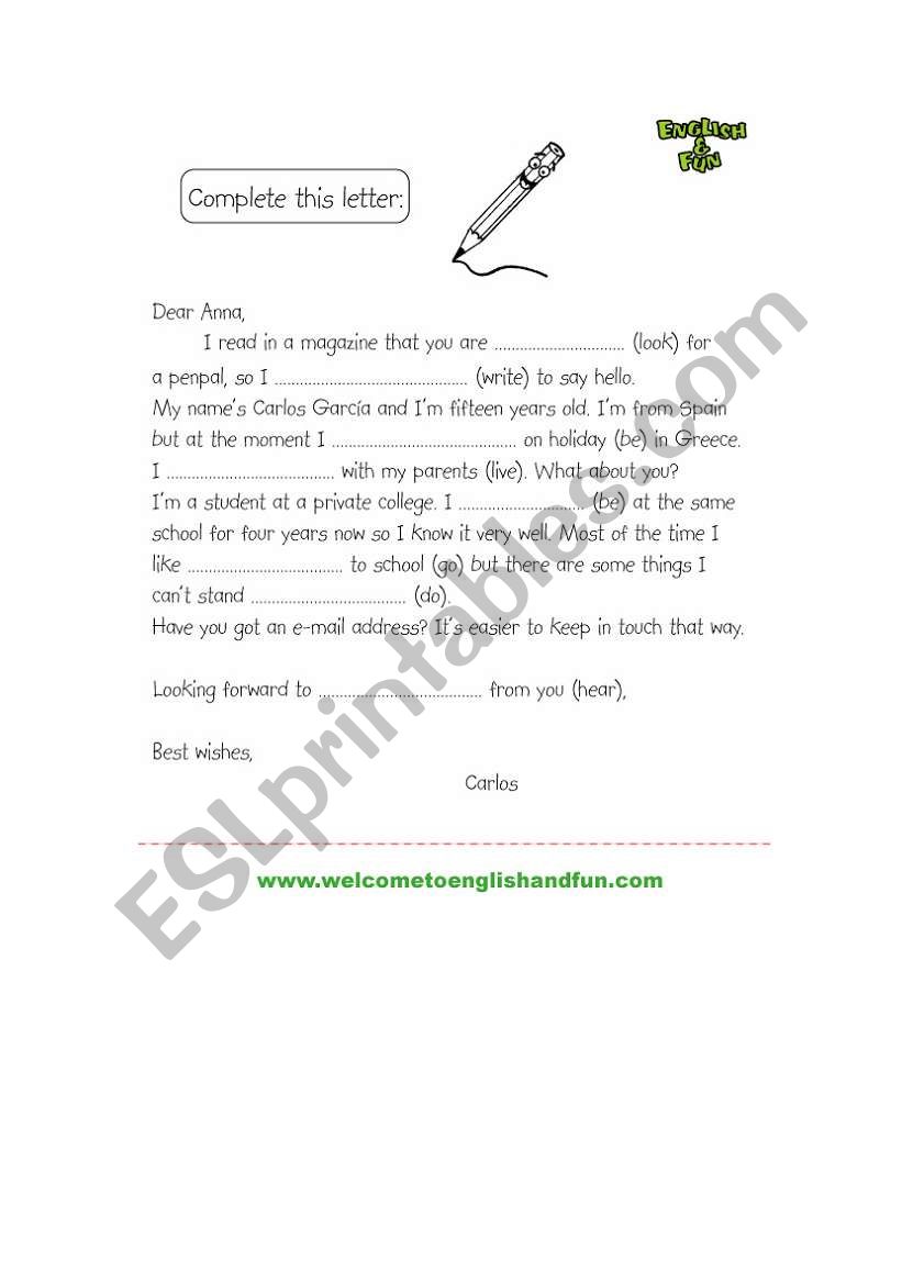 letter worksheet