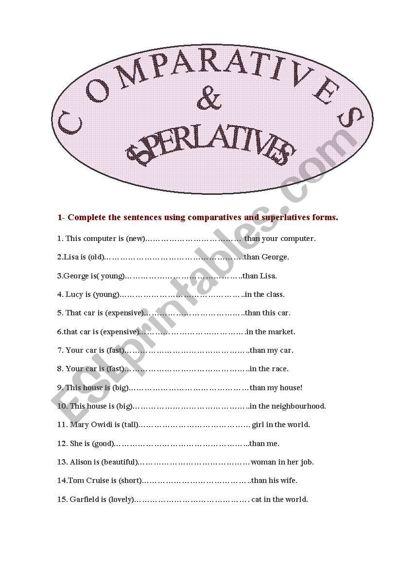 Comparative & Superlative worksheet