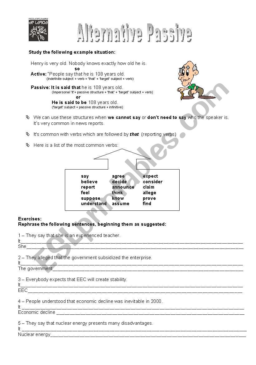 Alternative Passive Voice worksheet