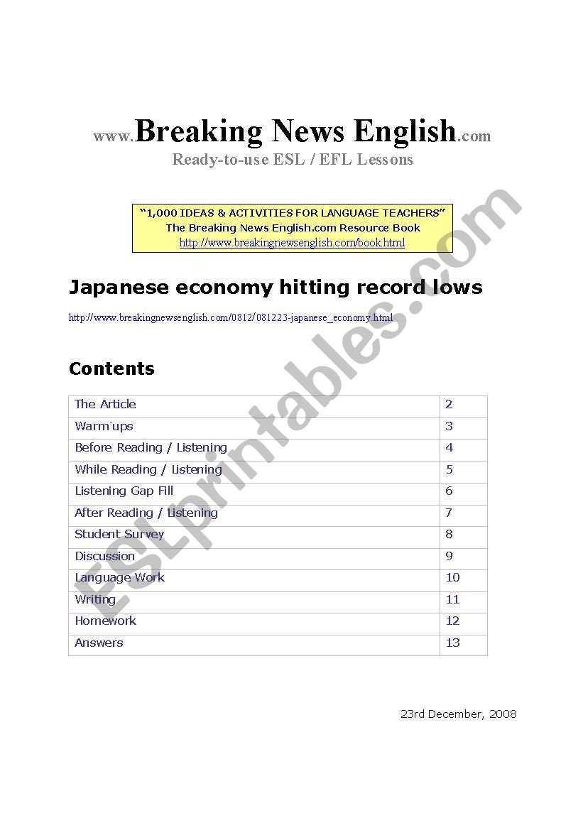 news  worksheet