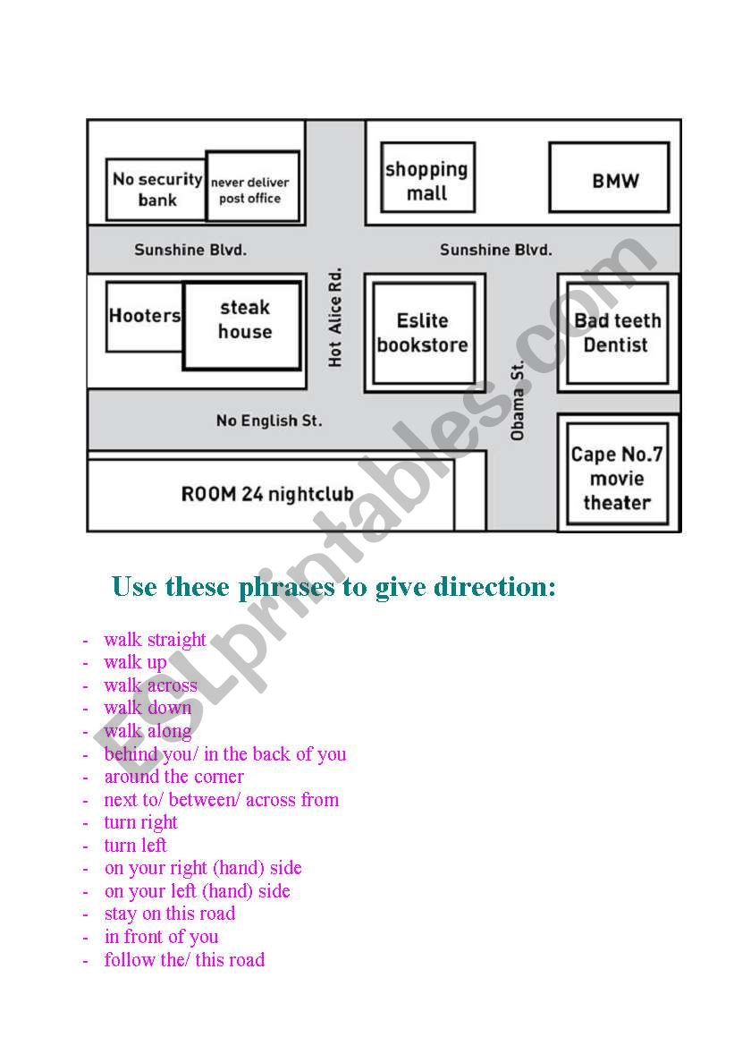 Giving Directions  worksheet