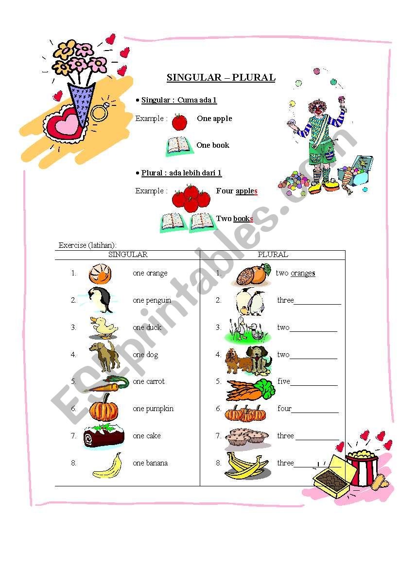 Singular plural worksheet