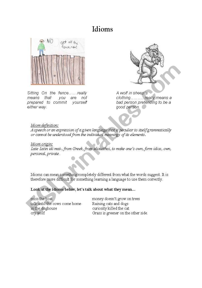 idioms worksheet