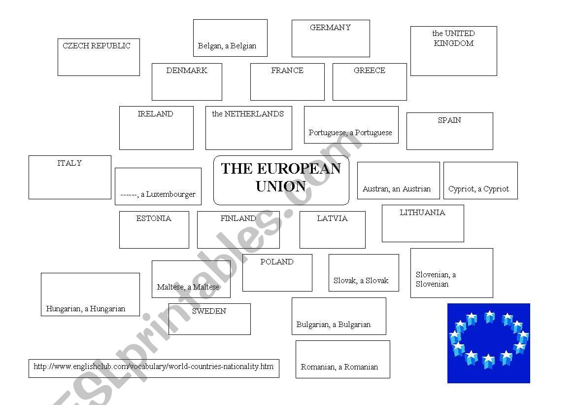 The Euroean Union worksheet