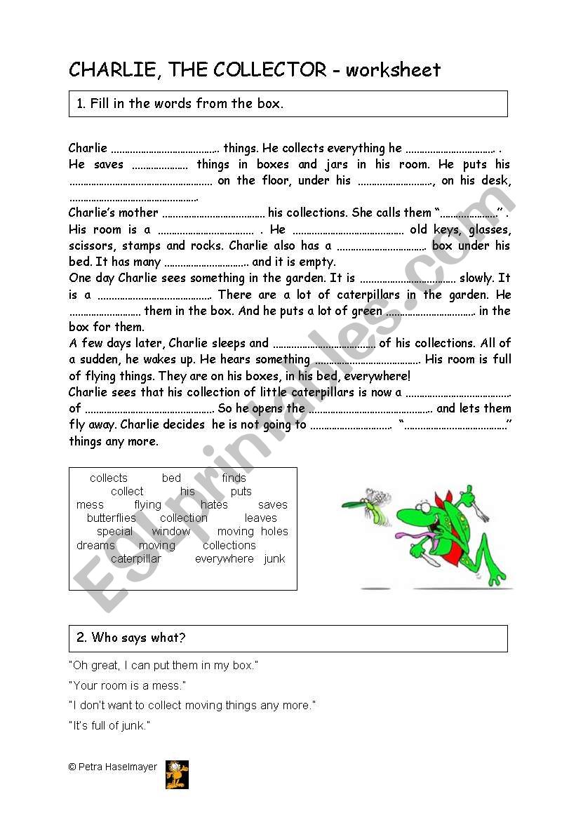 charlie the collector worksheet