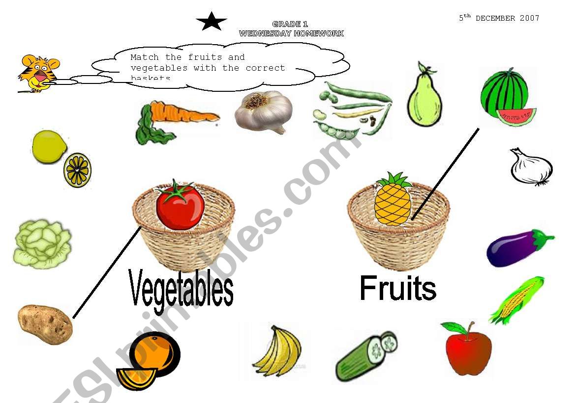 fruits&vegetables worksheet