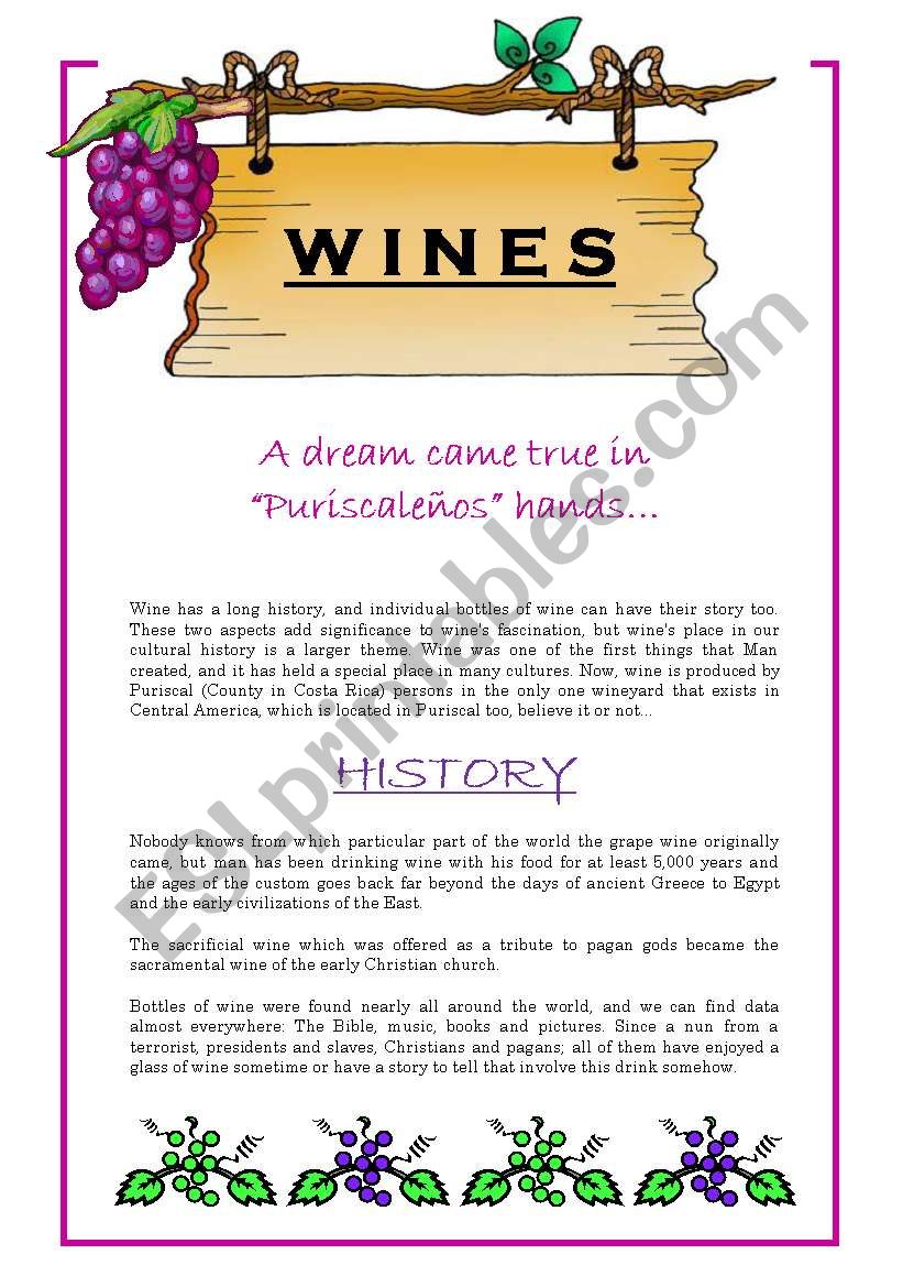 Wines!!!  (8 PAGES) worksheet