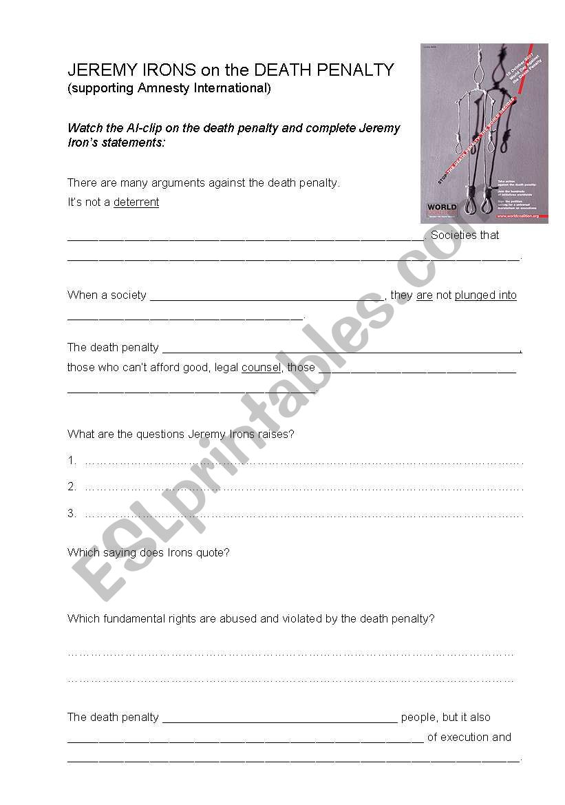 death penalty worksheet