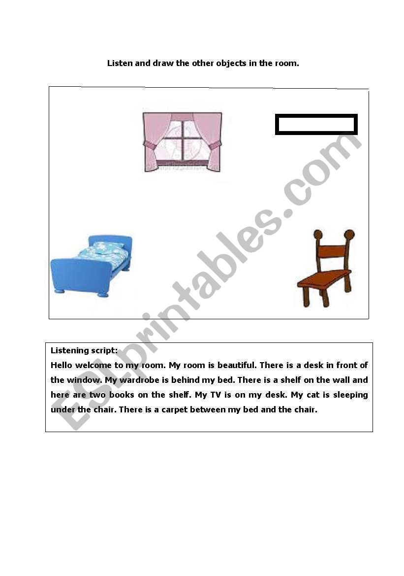 Listening exercise with focus on ´There is / There are´ and ´Prepositions´
