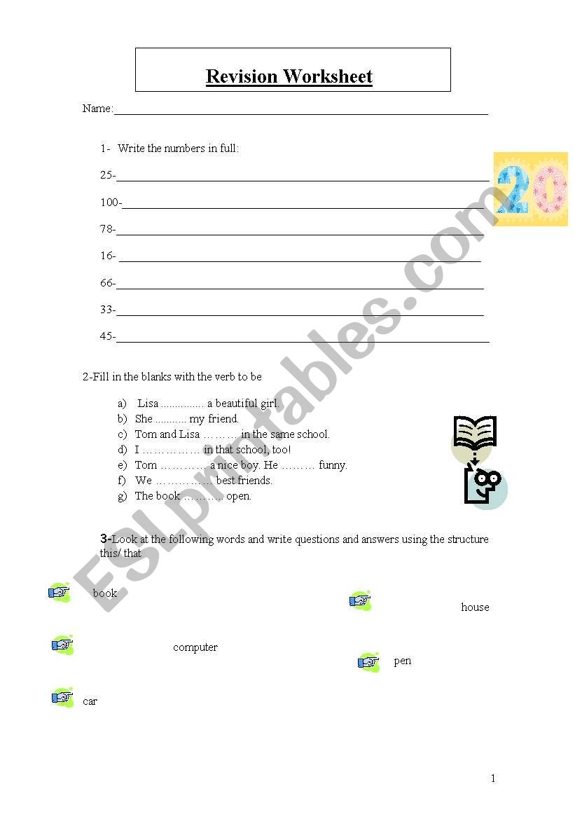 revisions worksheet