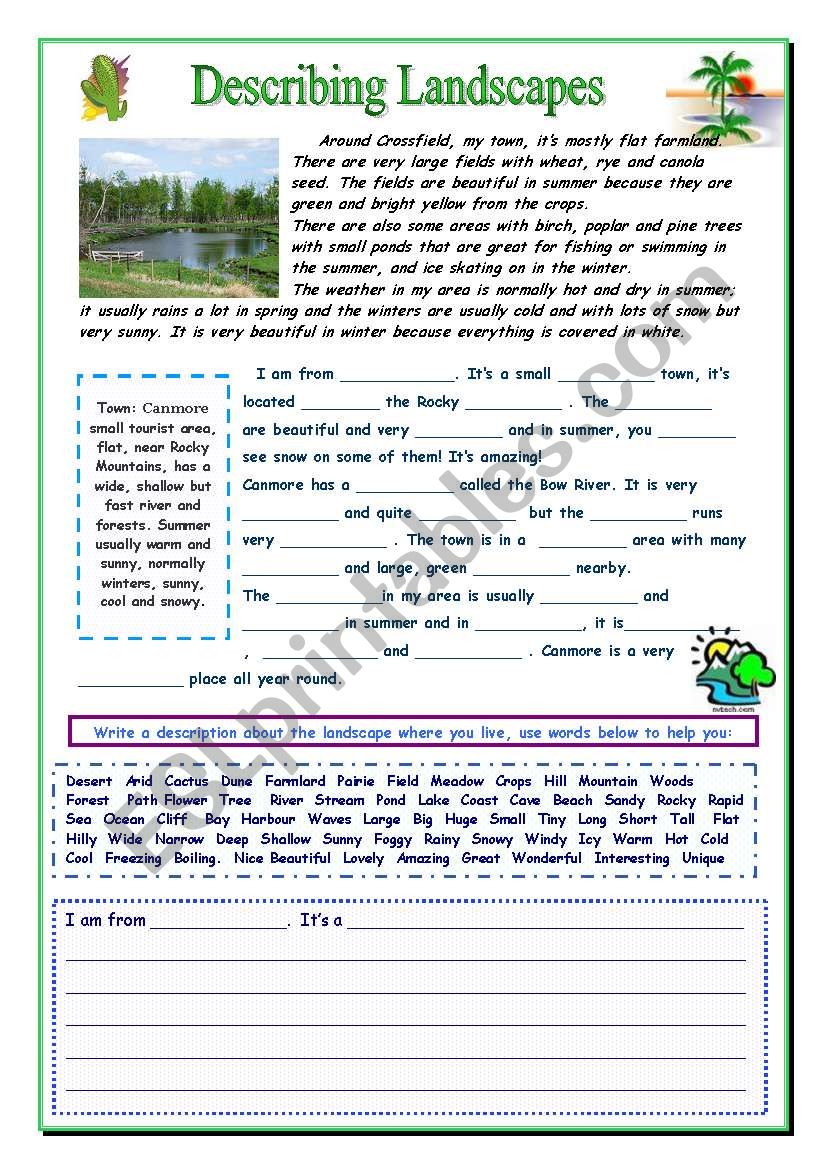 Describing a Landscape worksheet