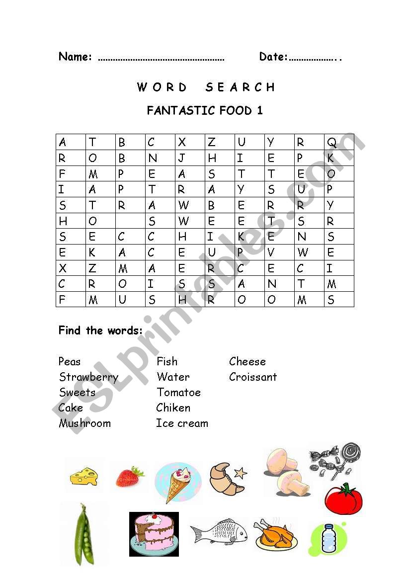  FANTASTIC FOOD WORDSEARCH worksheet