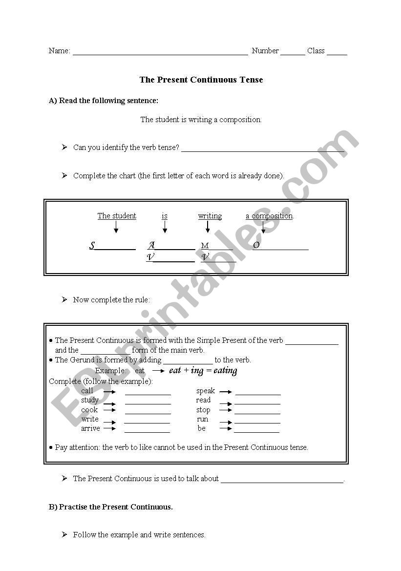 Present Continuous worksheet