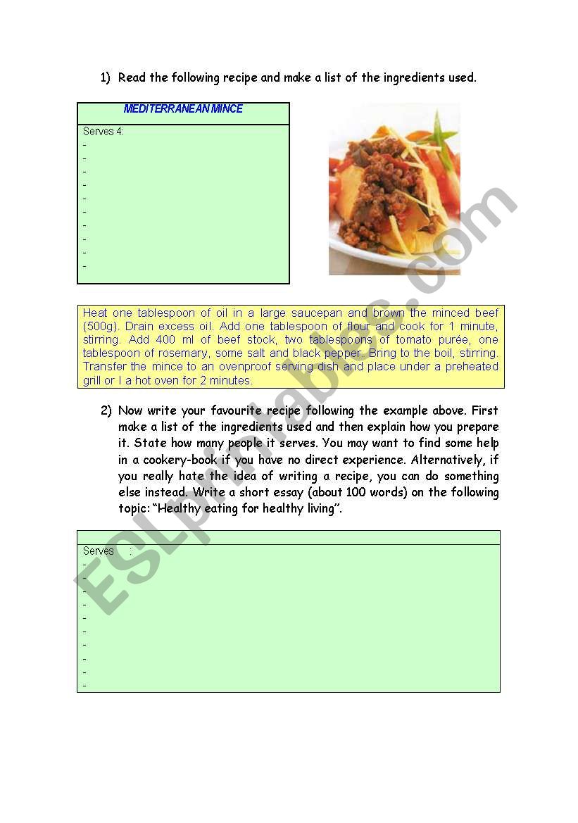 Its delicious FOOD 3 worksheet