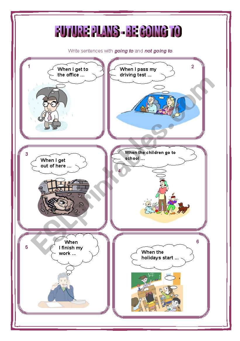 Future plans - intentions worksheet