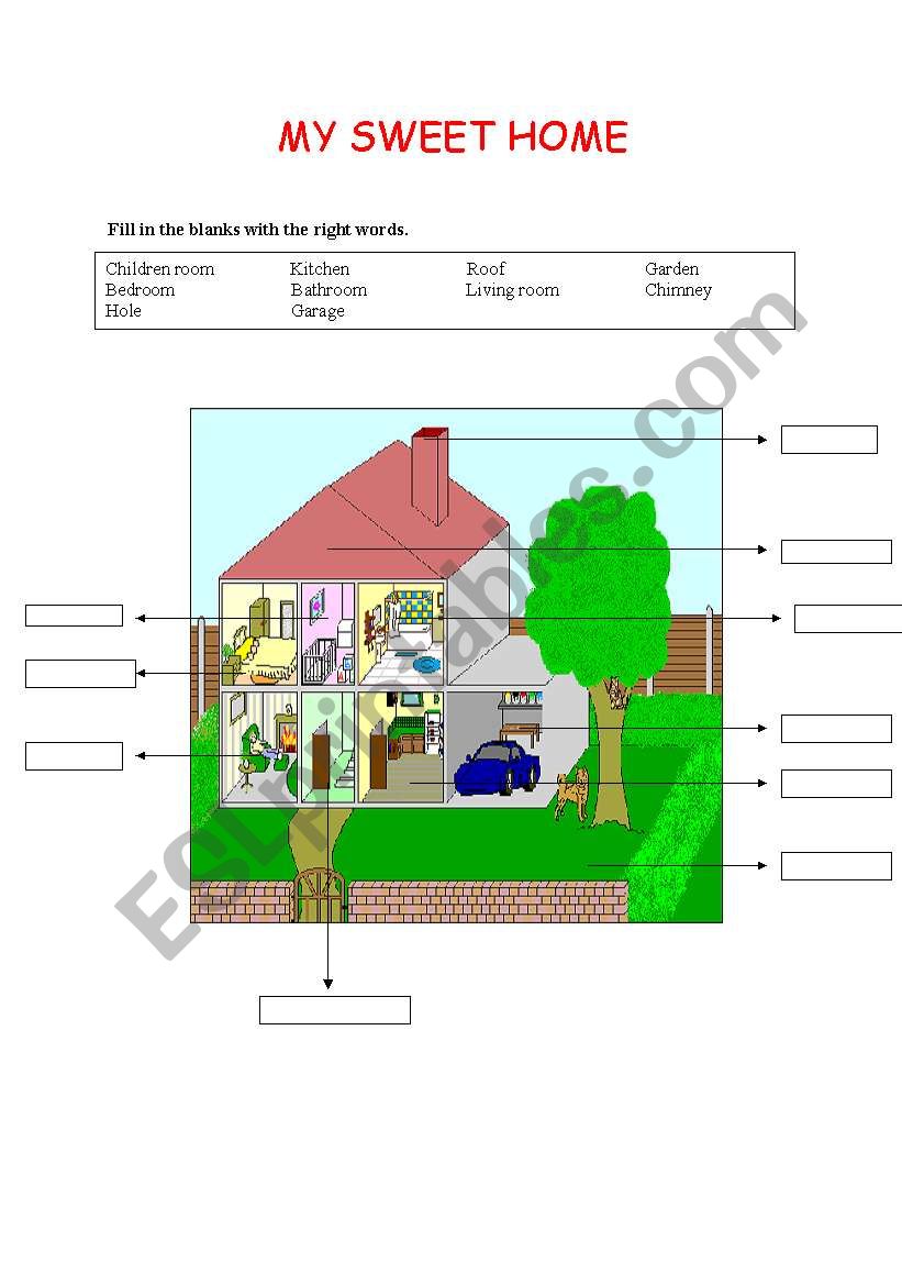 PARTS OF A HOME worksheet