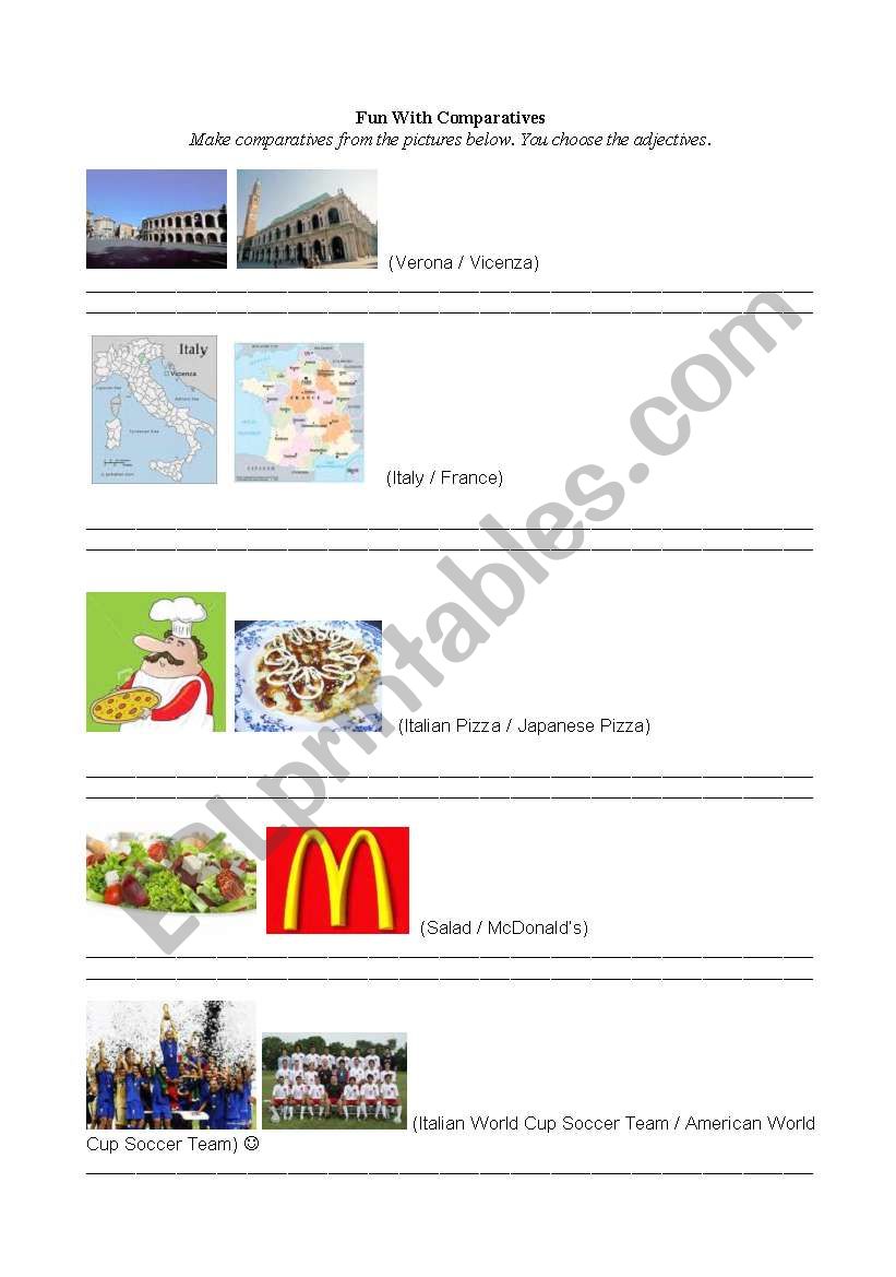 Fun with comparatives  worksheet
