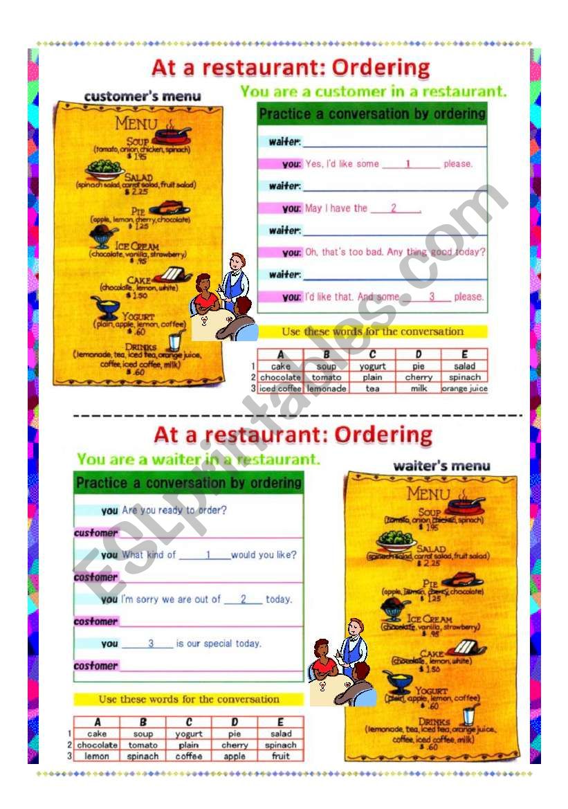 Ordering on worksheet worksheet