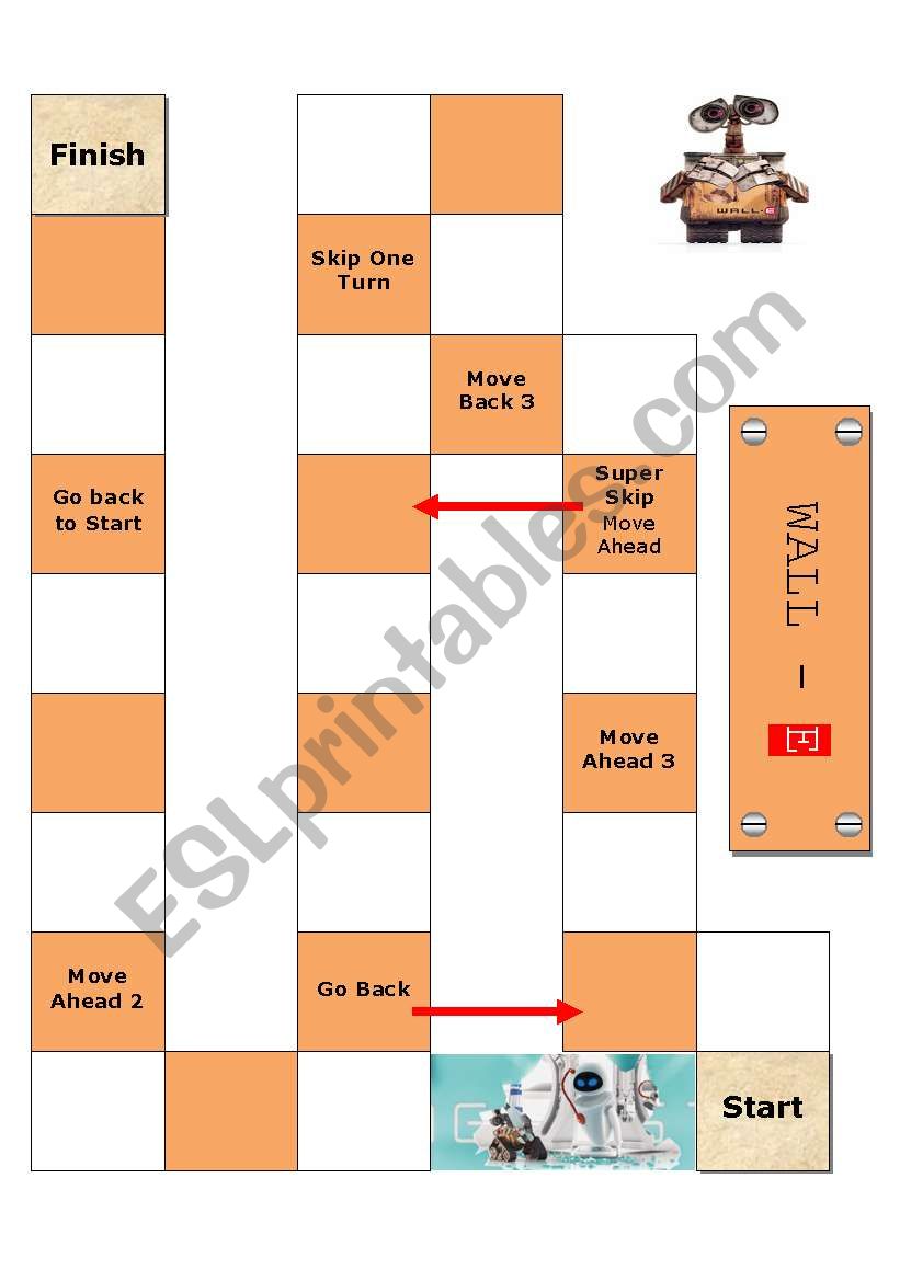 WALL - E the Robot Gameboard worksheet