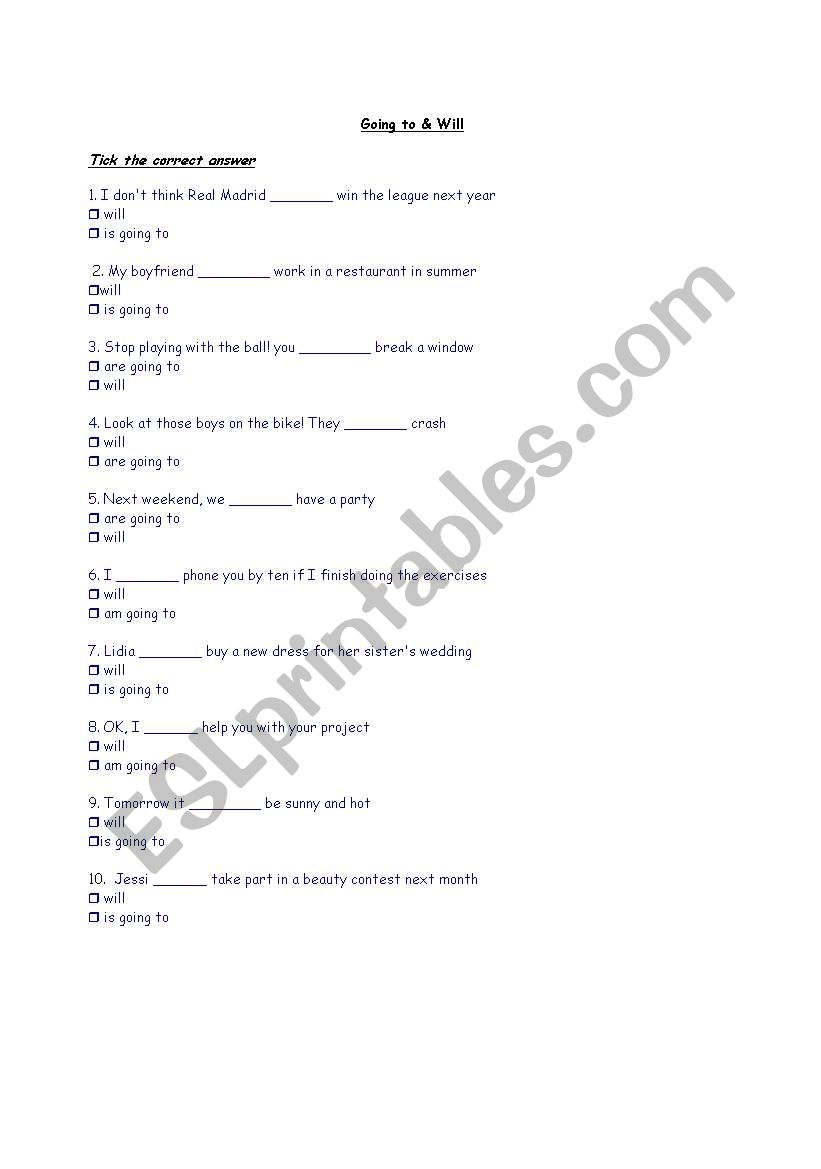 be going to worksheet