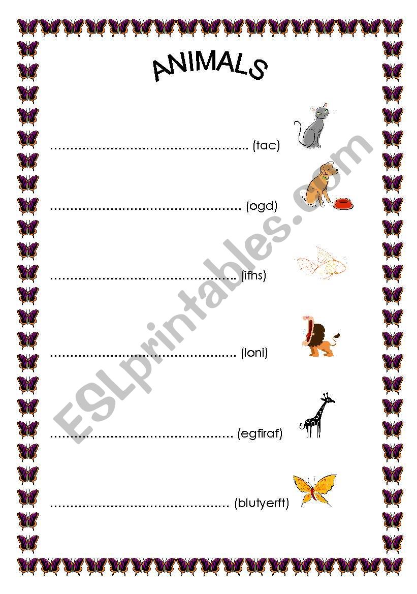 animals ;) worksheet