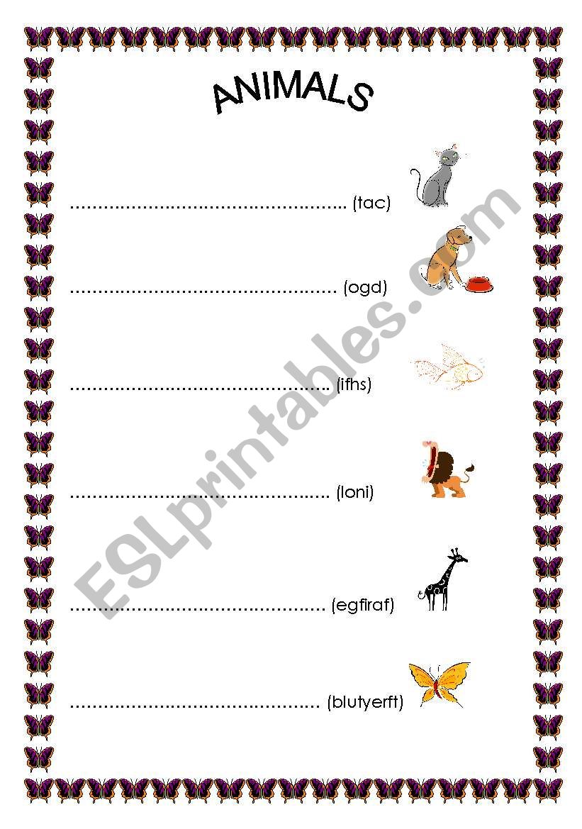 animals ;) worksheet