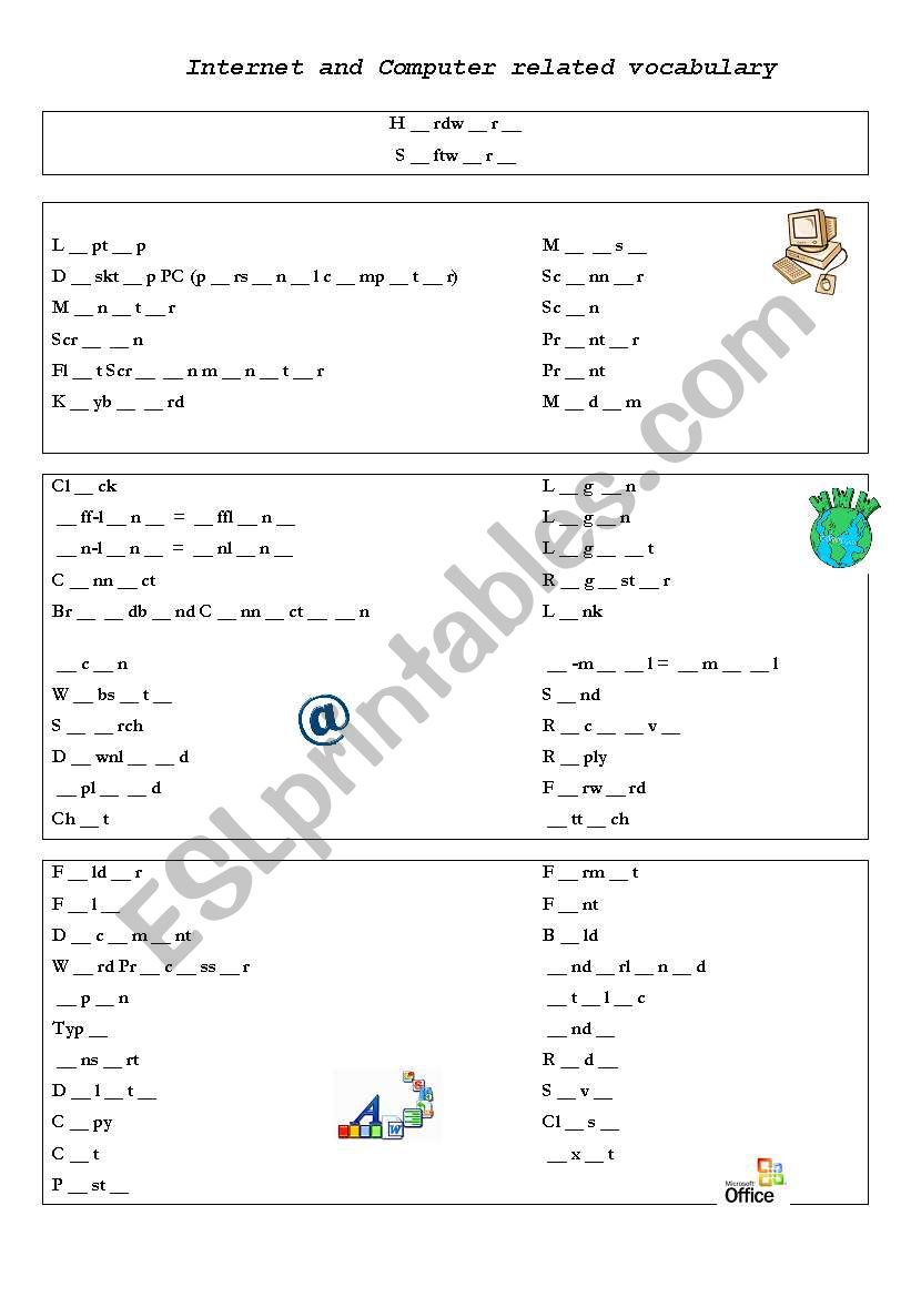 Internet / Computer related vocabulary