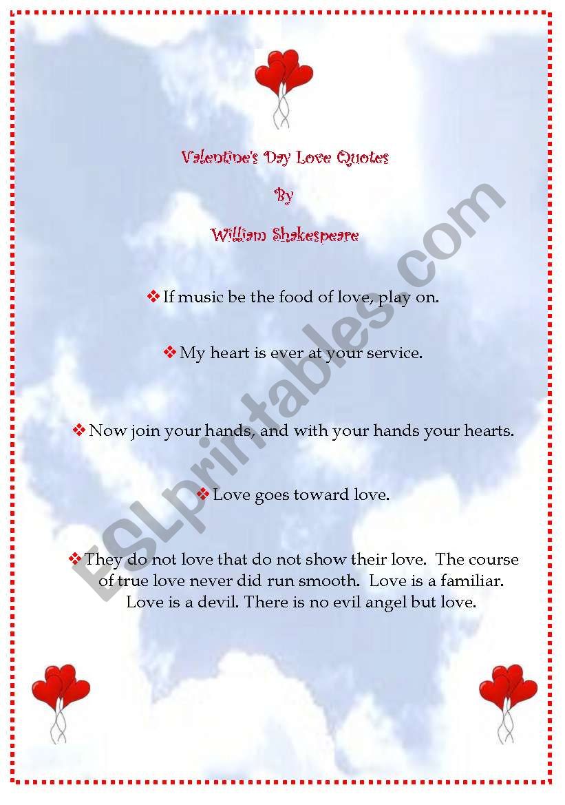 Valentines Day Love Quotes by Shakespeare