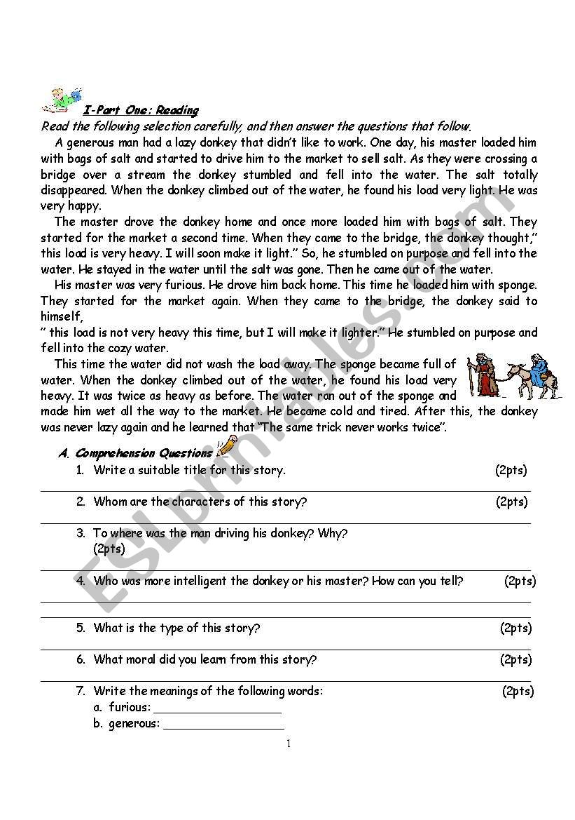  A Lazy Donkey worksheet